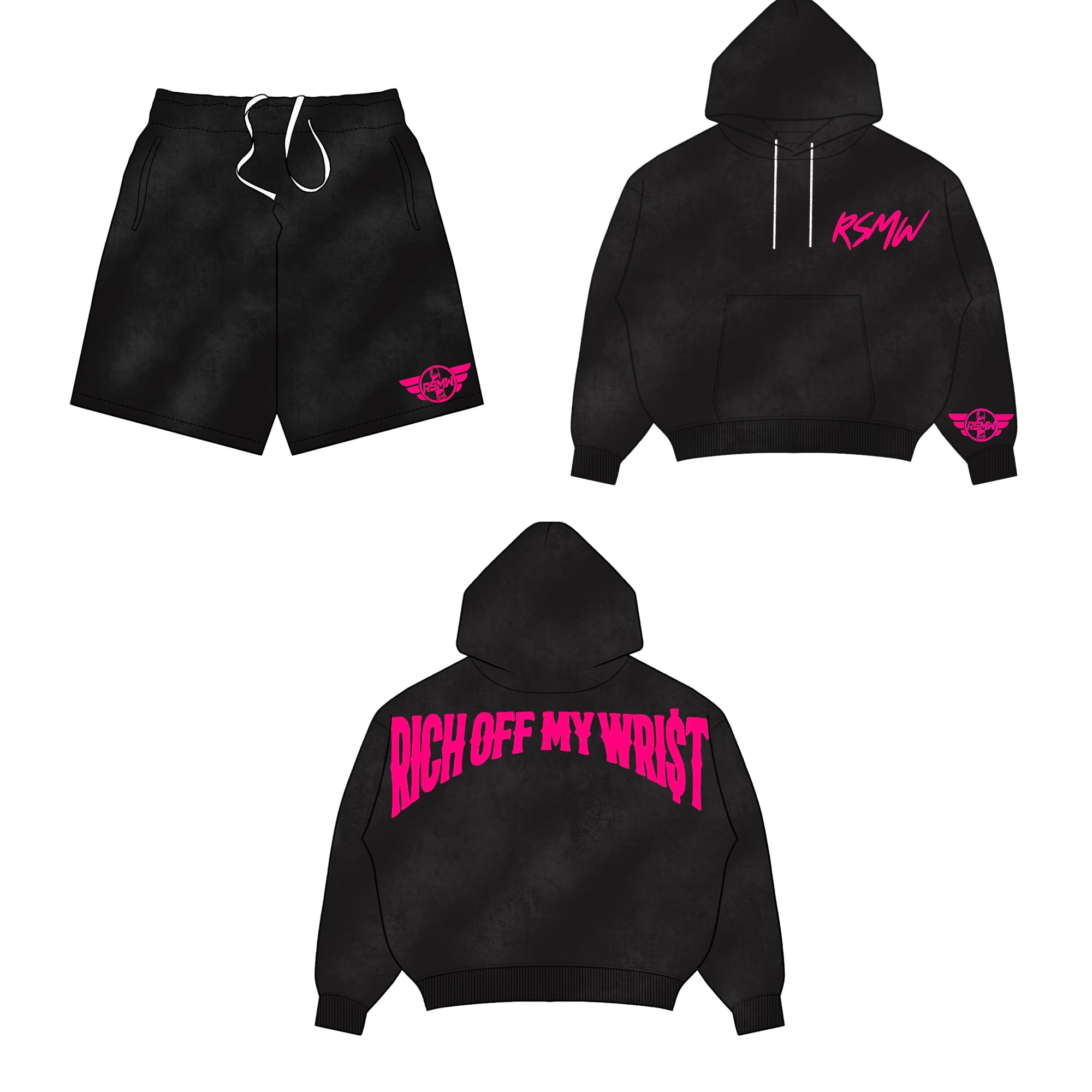RSMW PINK "RICH OFF MY WRI$T" Hoodie/Short Set (Pre-Order)