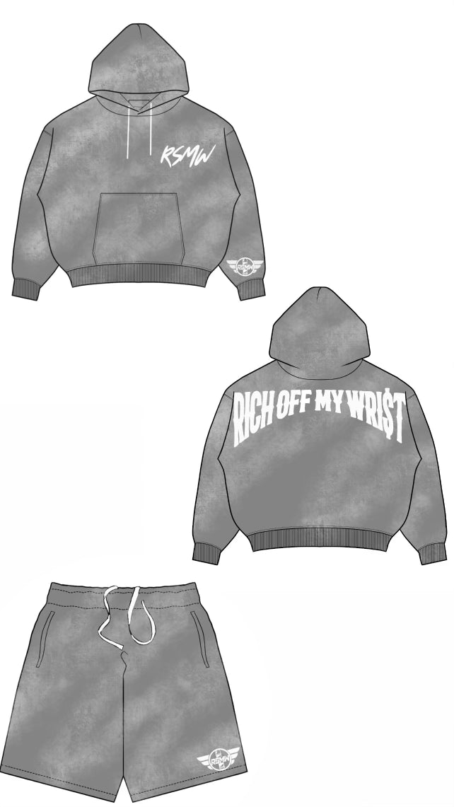 RSMW "RICH OFF MY WRI$T' Grey Hoodie/Short Set(Pre-Order)